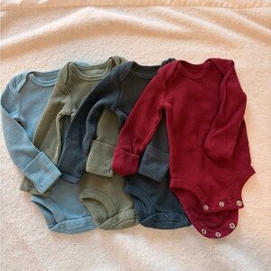 NB waffle print cotton long sleeve onsies